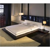 Modloft Worth Platform Bed in Wenge and White Leather