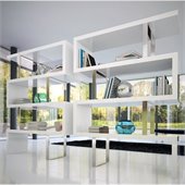 Modloft Pearl Modular Wood Wall Bookcase in White Lacquer