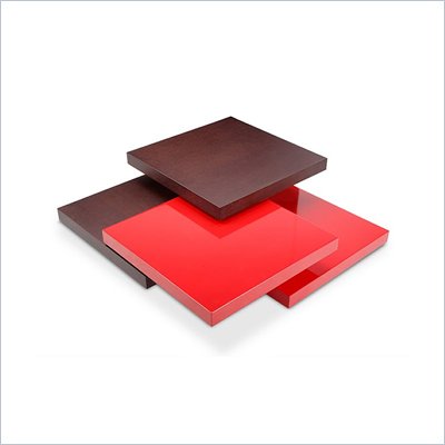 Modloft Crosby Rotating Square Wood Coffee Table in Wenge and Red Lacquer Finish