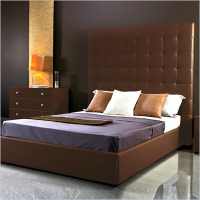Modloft Ludlow Tufted Modern Platform Bed in Chocolate