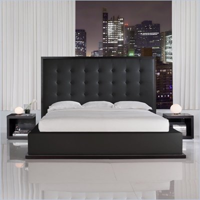 Modloft New Ludlow Platform Bed in Black Leatherette With Wenge Frame