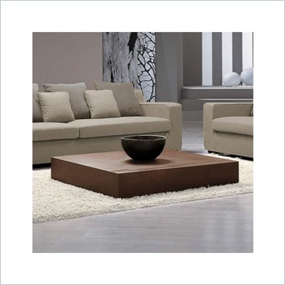 Modloft Mott Low-Profile Modern Square Coffee Table in Walnut