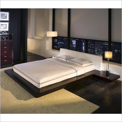 Modloft Worth Platform Bed in Wenge and White Leather