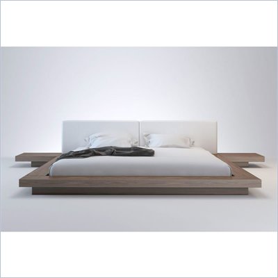 Modloft Worth Bed in Walnut and White Leather