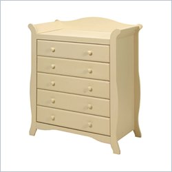 Stork Craft Aspen 5 Drawer Chest in Antique White Finish