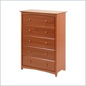 Stork Craft Beatrice 5 Drawer Chest in Cognac Brown Finish