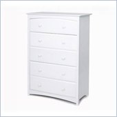Stork Craft Beatrice 5 Drawer Chest in White Finish