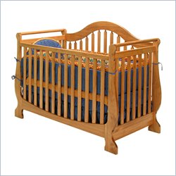 Stork Craft Meaghan Stages 2-in-1 Convertible Wood Sleigh Crib in Oak