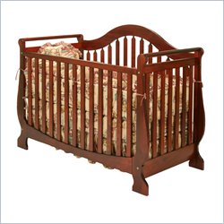 Stork Craft Meaghan Stages 2-in-1 Convertible Sleigh Wood Crib in Cherry