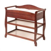 Stork Craft Aspen Sleigh Changing Table with Drawer in Cherry