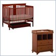 Stork Craft Lily 4-in-1 Stages Cognac Fixed Side Baby Crib Set With Changing Table 