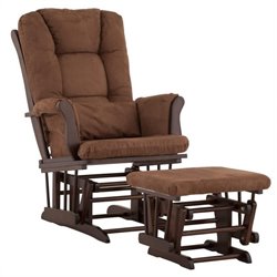 Stork Craft Tuscany Glider and Ottoman with Free Lumbar Pillow in Espresso with Chocolate cushions