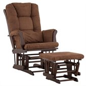 Stork Craft Tuscany Glider and Ottoman with Free Lumbar Pillow in Espresso with Chocolate cushions