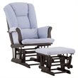 ADD TO YOUR SET: Stork Craft Tuscany Glider and Ottoman with Free Lumbar Pillow in Black with Blue cushions