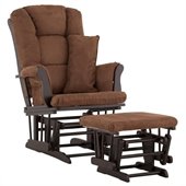 Stork Craft Tuscany Glider and Ottoman with Free Lumbar Pillow in Black with Chocolate cushions