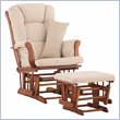 ADD TO YOUR SET: Stork Craft Tuscany Glider and Ottoman with Free Lumbar Pillow in Cognac with Beige cushions