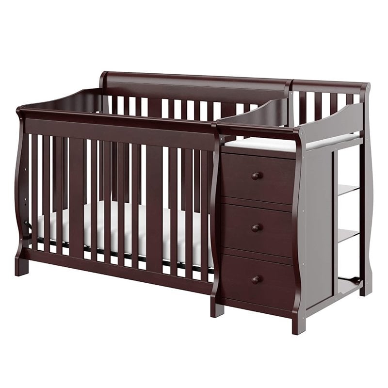 Stork Craft 4-in-1 Portofino Crib & Changer Combo in Espresso