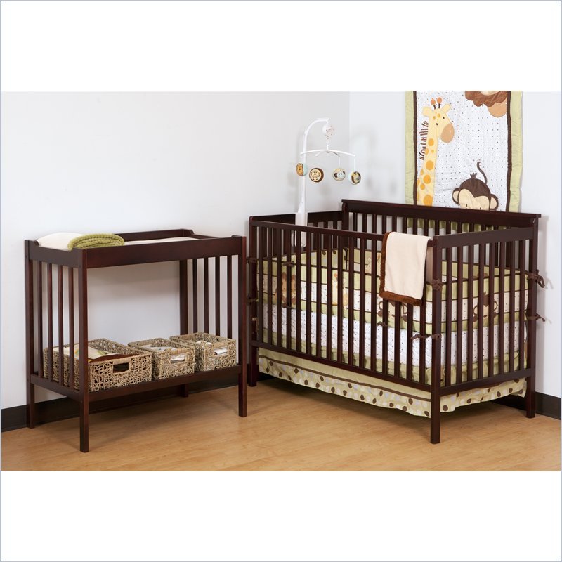 Stork Craft Milan Baby Crib & Changer Combo Cherry