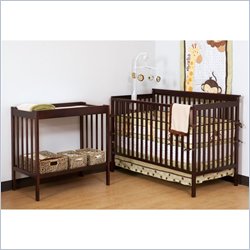 Stork Craft Milan 2-in 1 Crib and Changer Combo in Cherry
