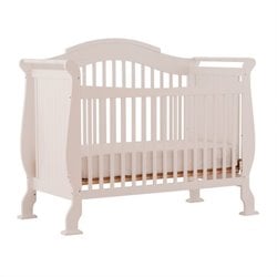 Stork Craft Valentia 4-in-1 Fixed Side Convertible Crib in White Best Price