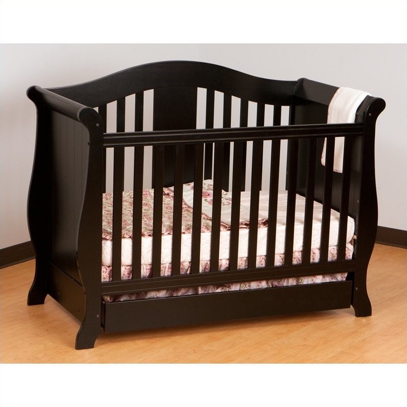 Stork Craft Vittoria 3 In 1fixed Side Convertible Crib In Black