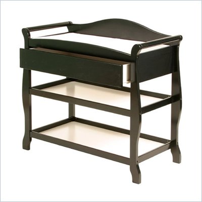 Stork Craft Aspen Sleigh Changing Table with Drawer in Black