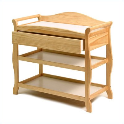 Stork Craft Aspen Sleigh Changing Table with Drawer in Natural