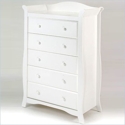 Stork Craft Aspen 5 Drawer Chest in White Finish