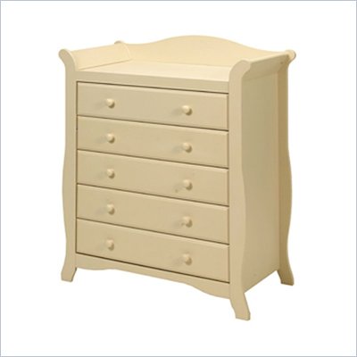 Stork Craft Aspen 5 Drawer Chest in Antique White Finish