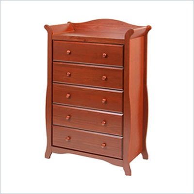 Stork Craft Aspen 5 Drawer Chest in Cognac Brown Finish