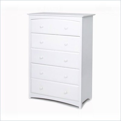Stork Craft Beatrice 5 Drawer Chest in White Finish