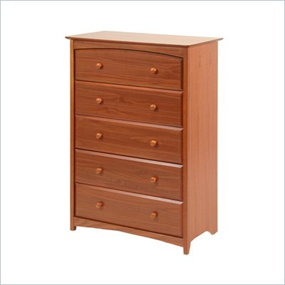 Stork Craft Beatrice 5 Drawer Chest in Cognac Brown Finish