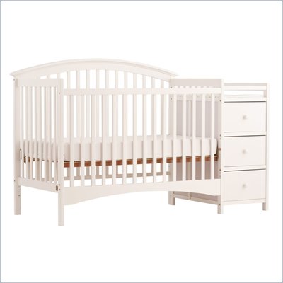 Stork Craft Bradford 4 in 1 Fixed Side Convertible White Crib Changer