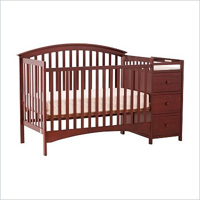Stork Craft Bradford 4 in 1 Fixed Side Convertible Cherry Crib Changer