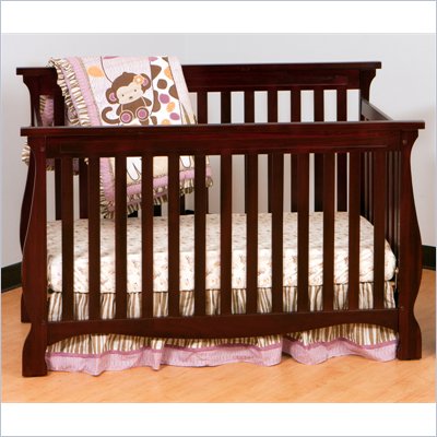 Stork Craft Carrara 4-in-1 Fixed Side Convertible Crib in Cherry