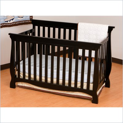 Stork Craft Carrara 4-in-1 Fixed Side Convertible Crib in Black