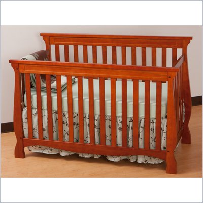 Stork Craft Carrara 4-in-1 Fixed Side Convertible Crib in Cognac