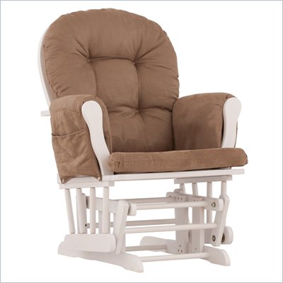 Storkcraft Hoop Glider in White with Mocha Cushions