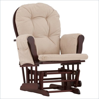 Storkcraft Hoop Glider in Cherry with Beige Cushions
