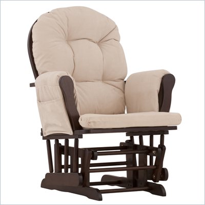 Storkcraft Hoop Glider in Espresso with Beige Cushions