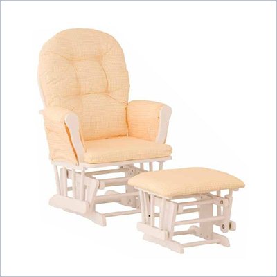 Stork Craft White Hoop Glider & Ottoman