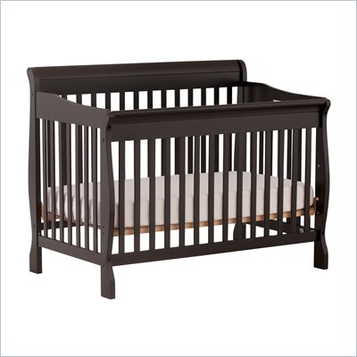 Stork Craft Modena 4 in 1 Fixed Side Convertible Crib in Black
