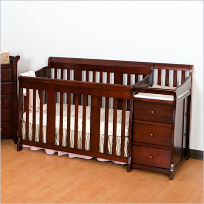 Stork Craft 4-in1 Portofino Crib & Changer Combo in Cherry