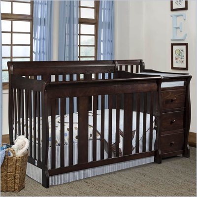 Stork Craft 4-in-1 Portofino Crib & Changer Combo in Espresso
