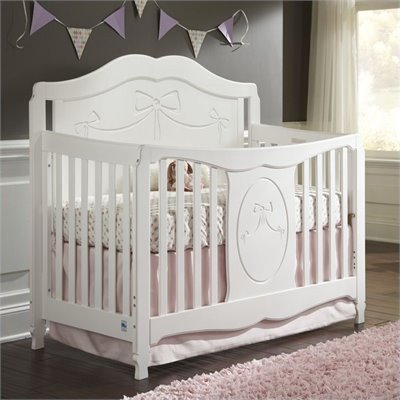 Storkcraft Princess 4-in-1 Fixed Side Convertible Crib in White