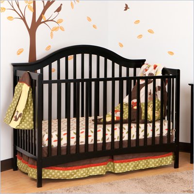 Stork Craft Ravena 2-in 1 Fixed Side Convertible Crib in Black