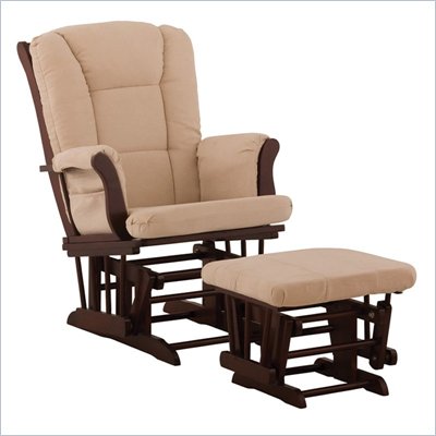 Stork Craft Tuscany Cherry & Beige Glider & Ottoman