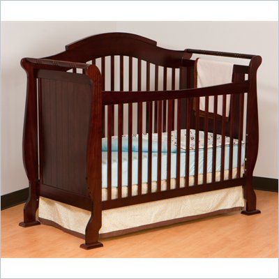 Stork Craft Valentia 4-in-1 Fixed Side Convertible Crib in Cherry