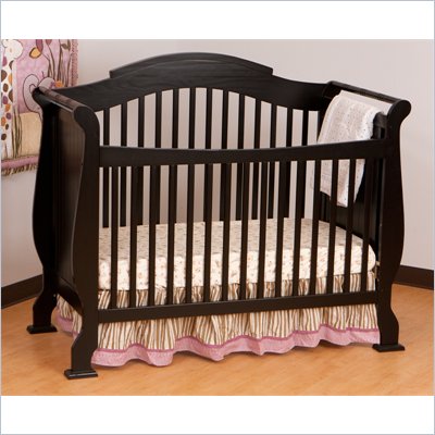 Stork Craft Valentia 4-in-1 Fixed Side Convertible Crib in Black