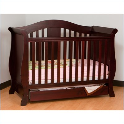 Stork Craft Vittoria 3-in-1 Fixed Side Convertible Crib in Cherry